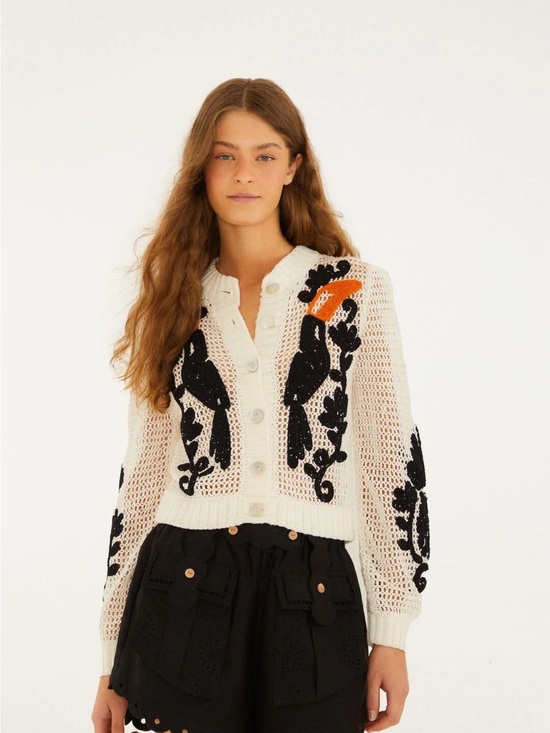 FARM Rio Sweaters - FARM Rio toucan crochet cardigan